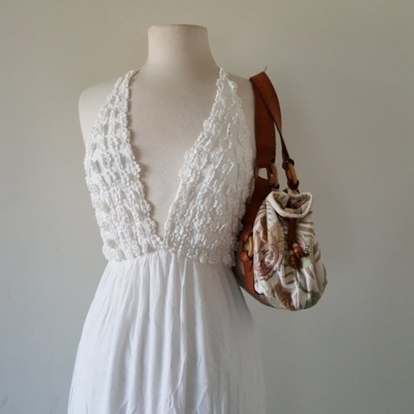 Fossil Beaded Canvas & Leather Bag - Picture 3 of 14